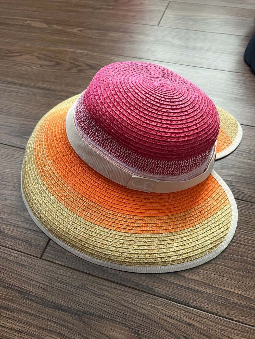 Ocean Pacific Paper Sun Hat Size O/S Multi-Color Striped Straw